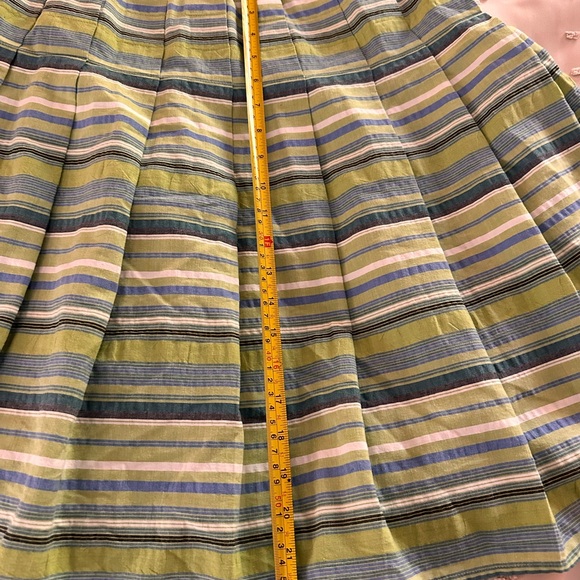 Worthington Women's Pleated Blue & Green Striped A-Line Skirt, size 6 - Picture 5 of 6